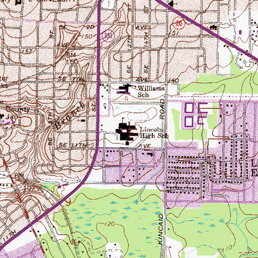 Topographic Map of Abraham Lincoln Middle School, FL