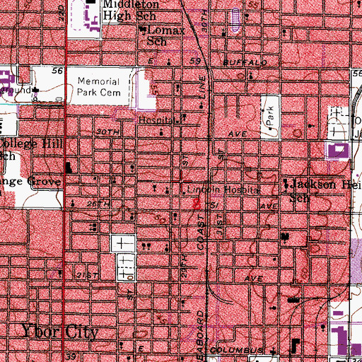 Topographic Map of Lincoln Hospital, FL