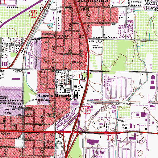 Topographic Map of Lincoln Middle School, FL
