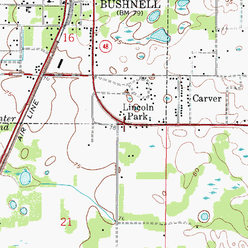 Topographic Map of Lincoln Park, FL