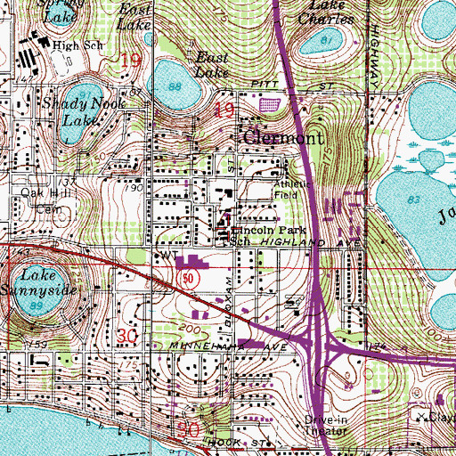 Topographic Map of Lincoln Park School, FL