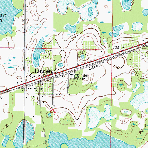 Topographic Map of Linden Cemetery, FL