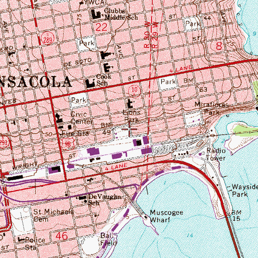 Topographic Map of Lions Park, FL