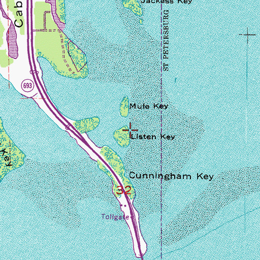 Topographic Map of Listen Key, FL