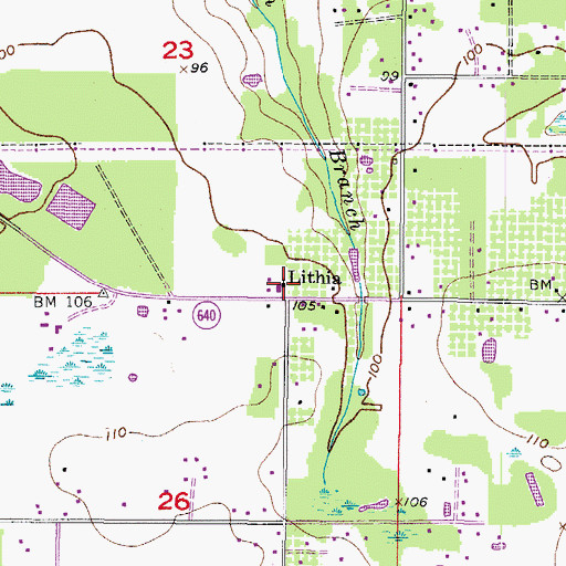 Topographic Map of Lithia, FL