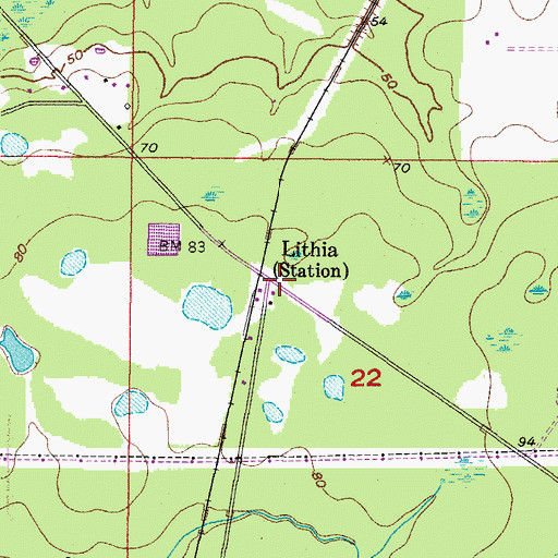 Topographic Map of Lithia, FL