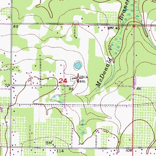 Topographic Map of Lithia Cemetery, FL