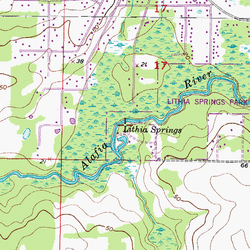 Topographic Map of Lithia Springs, FL