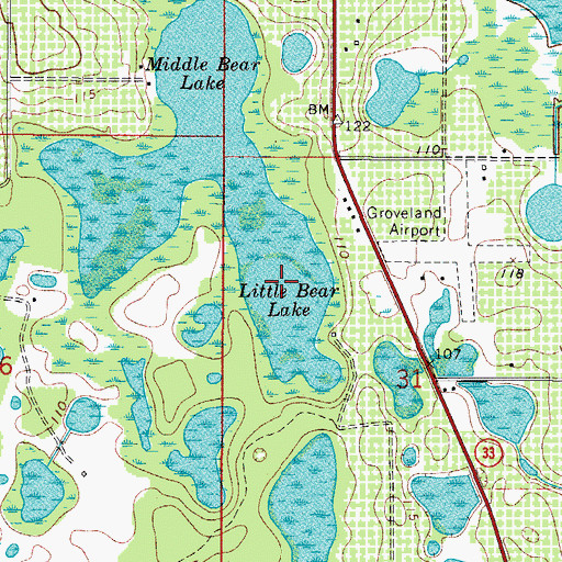 Topographic Map of Little Bear Lake, FL