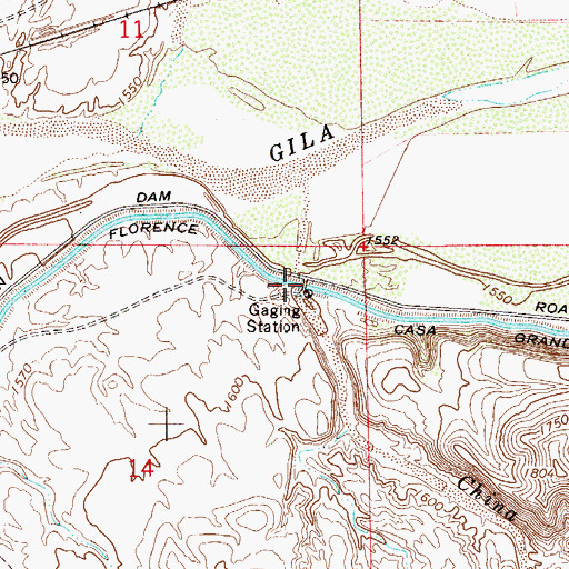 Topographic Map of China Wash, AZ