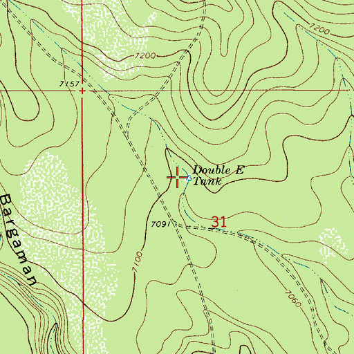 Topographic Map of Double E Tank, AZ