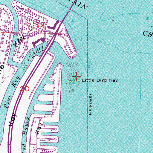 Topographic Map of Little Bird Key, FL