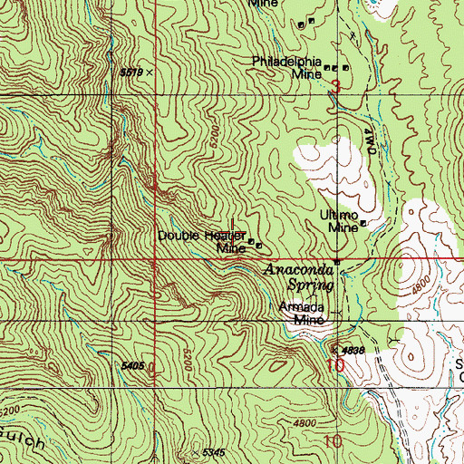 Topographic Map of Double Header Mine, AZ