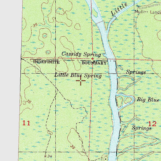 Topographic Map of Little Blue Spring, FL