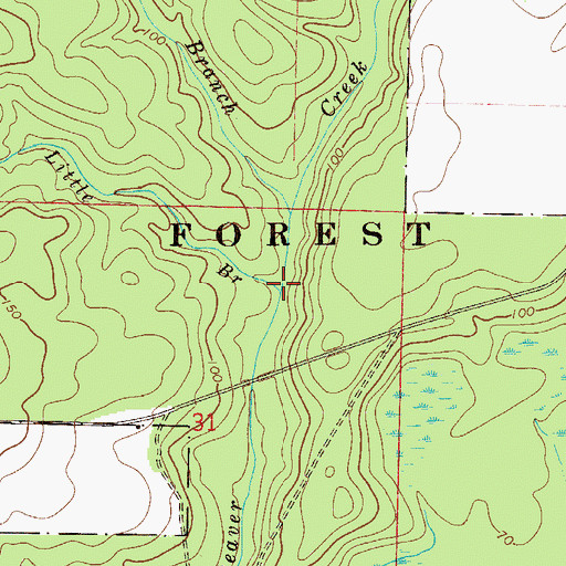 Topographic Map of Little Branch Beaver Creek, FL
