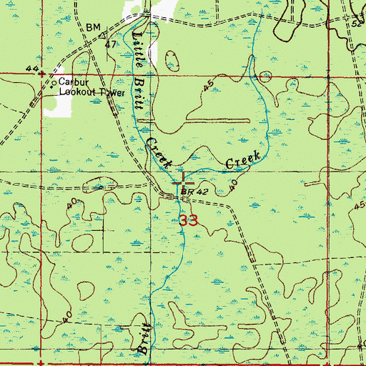 Topographic Map of Little Britt Creek, FL