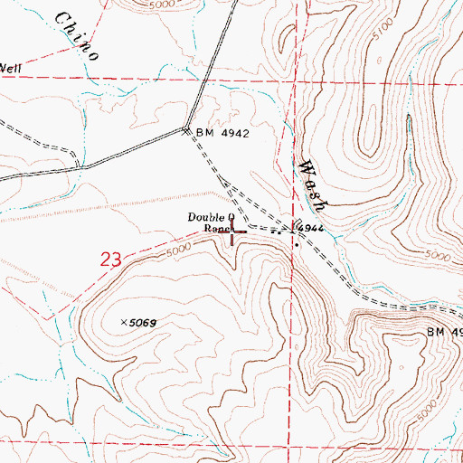 Topographic Map of Double O Ranch, AZ