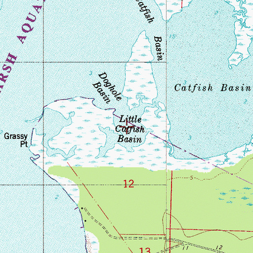Topographic Map of Little Catfish Basin, FL