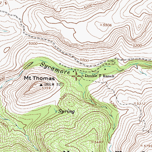 Topographic Map of Double T Ranch, AZ