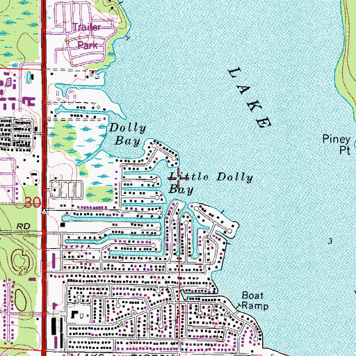 Topographic Map of Little Dolly Bay, FL