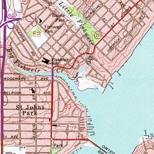 Topographic Map of Little Fishweir Creek, FL