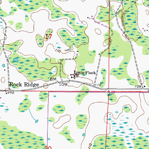Topographic Map of Little Flock Church, FL