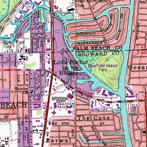Topographic Map of Little Harbor on the Hillsboro, FL