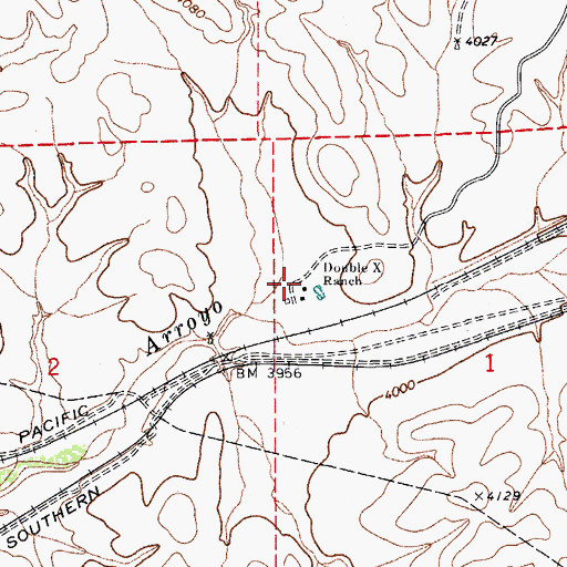 Topographic Map of Double X Ranch, AZ