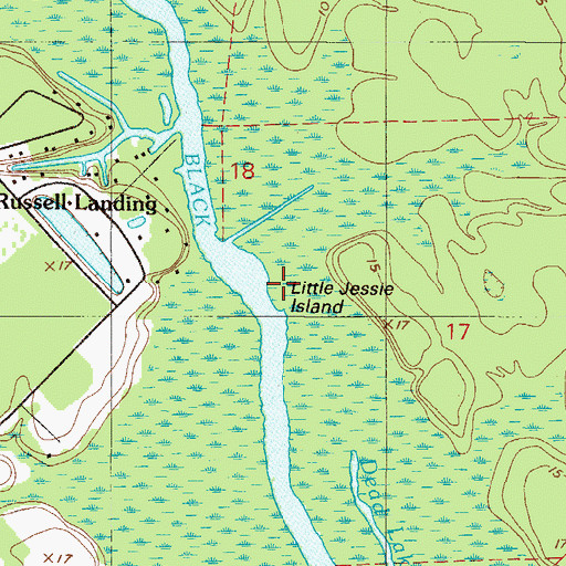 Topographic Map of Little Jessie Island, FL