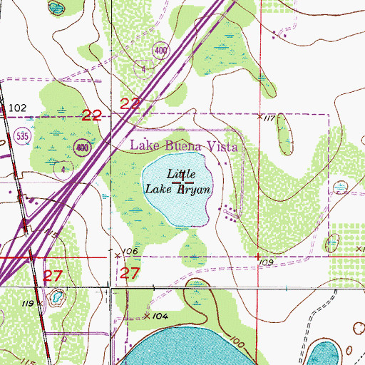 Topographic Map of Little Lake Bryan, FL