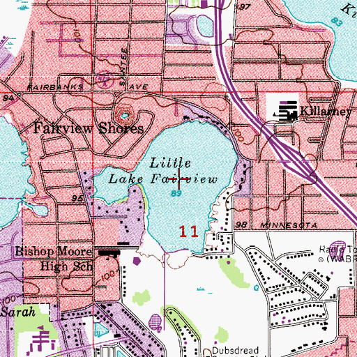 Topographic Map of Little Lake Fairview, FL