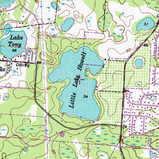 Topographic Map of Little Lake Howell, FL
