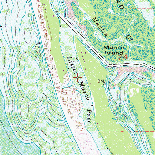 Topographic Map of Little Marco Pass, FL