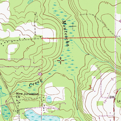 Topographic Map of Little Monteocha Creek, FL
