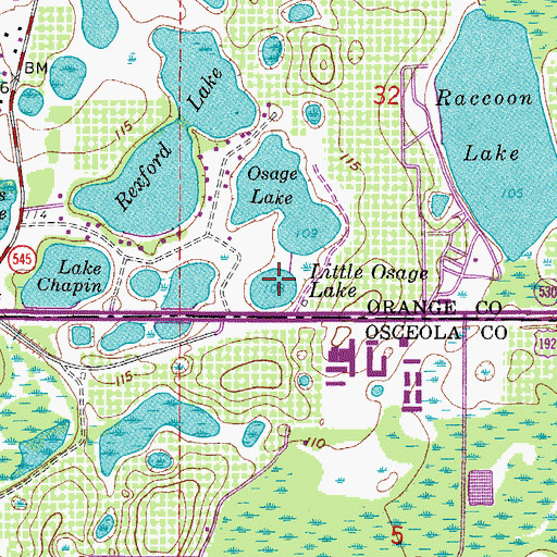Topographic Map of Little Osage Lake, FL