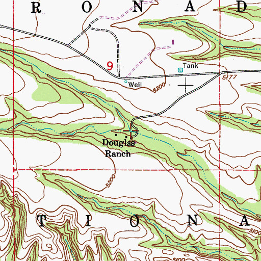 Topographic Map of Douglas Ranch, AZ