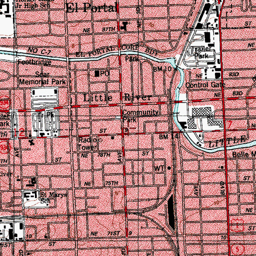 Topographic Map of Little River, FL