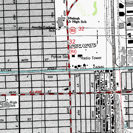 Topographic Map of Little River Canal, FL