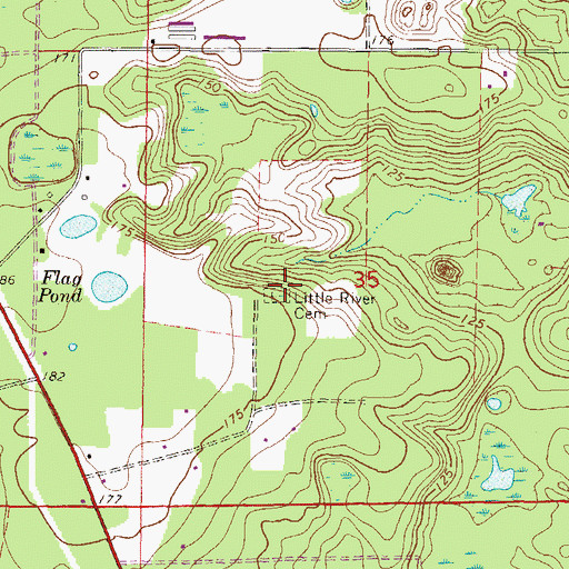 Topographic Map of Little River Cemetery, FL