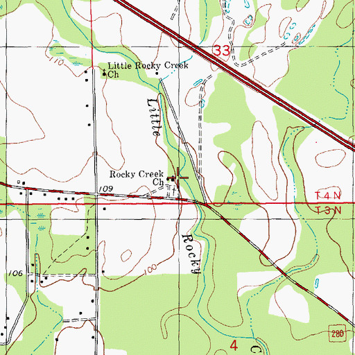 Topographic Map of Little Rocky Creek Church, FL