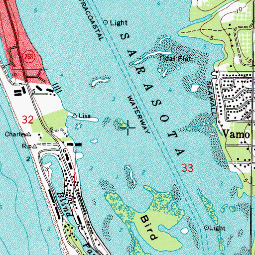 Topographic Map of Little Sarasota Bay, FL