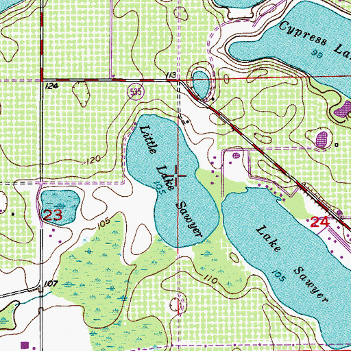 Topographic Map of Lake Little Sawyer, FL