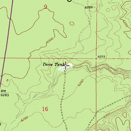 Topographic Map of Dove Tank, AZ