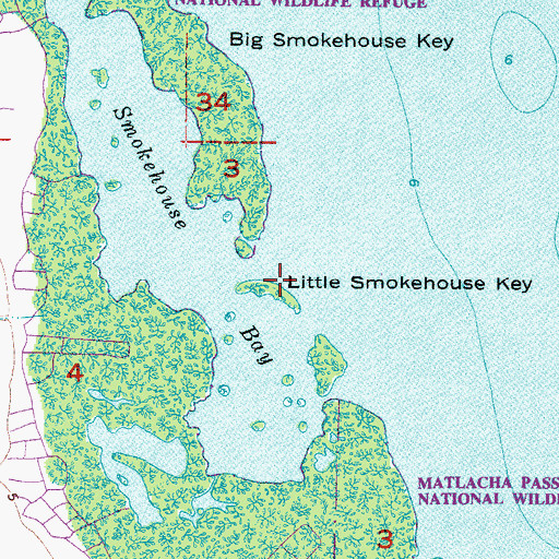 Topographic Map of Little Smokehouse Key, FL