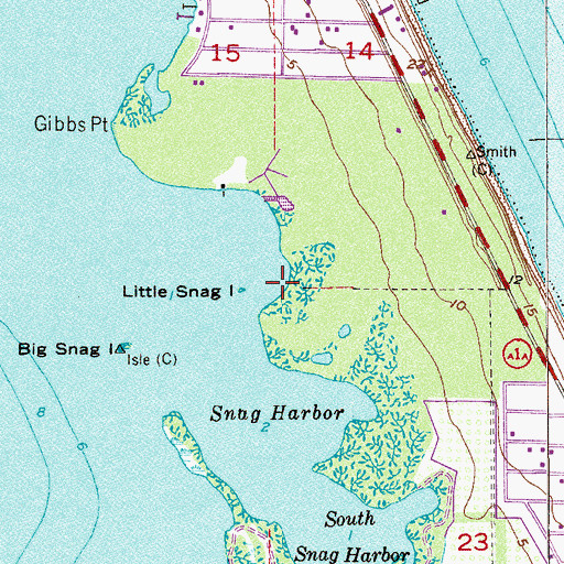 Topographic Map of Little Snag, FL