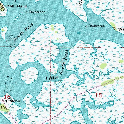 Topographic Map of Little South Pass, FL