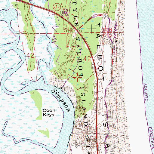Topographic Map of Little Talbot Island State Park, FL