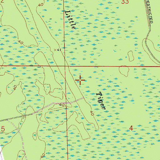 Topographic Map of Little Tiger Bay, FL