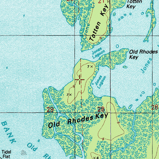Topographic Map of Little Totten Key, FL