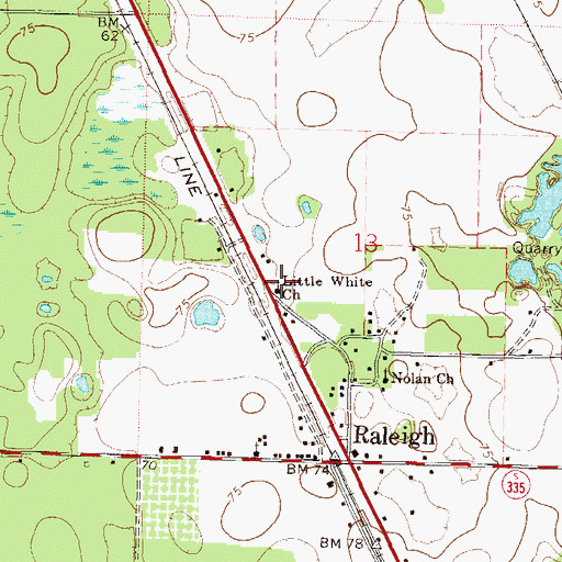 Topographic Map of Little White Bethel Faith Church, FL